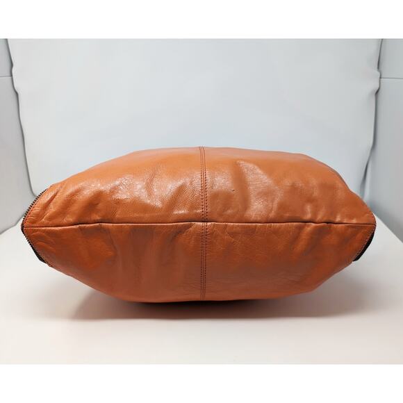 Latico Salmon Espresso Orange Rosie Leather Shoulder Bag Purse - Picture 10 of 16